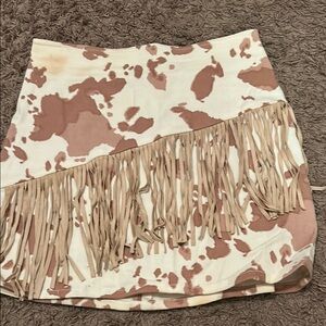 Altar'd State Tan Asymmetrical Mini Skirt